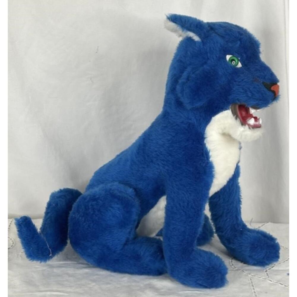 Vintage Rushton Co UK Wildcat Plush Doll Royal Blue White Fur 16.5" Univ KY